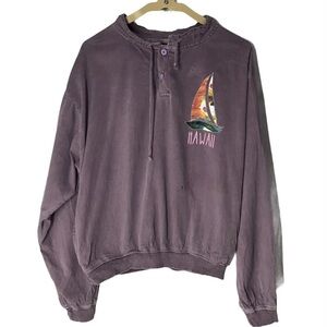 Vintage Crazy Shirt Women Medium Purple Sail Boat Hawaii Pullover Cotton